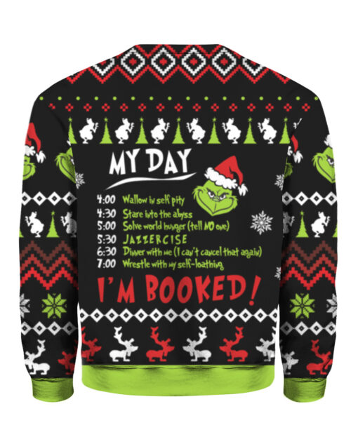 13pr7s52dfncpf9k72sq99gtgh APCS colorful back Grinch my day Im booked Christmas sweater