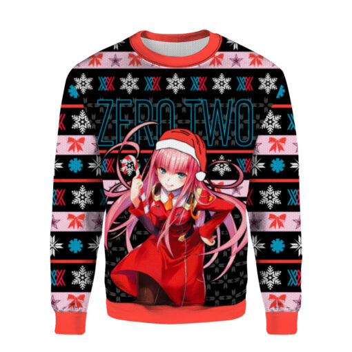1c367a8351b189cc7f4e9e064b98134f AOPUSWT Colorful front Zero Two Christmas sweater