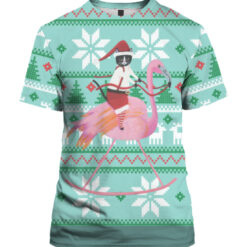 1d0615akpks2qr1fdak4trppm7 APTS colorful front Cat And Flamingo Christmas sweater