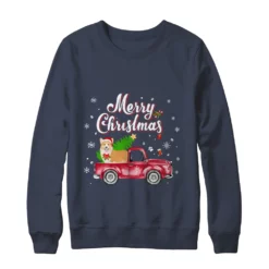 2 140 Corgi rides red truck Christmas sweater