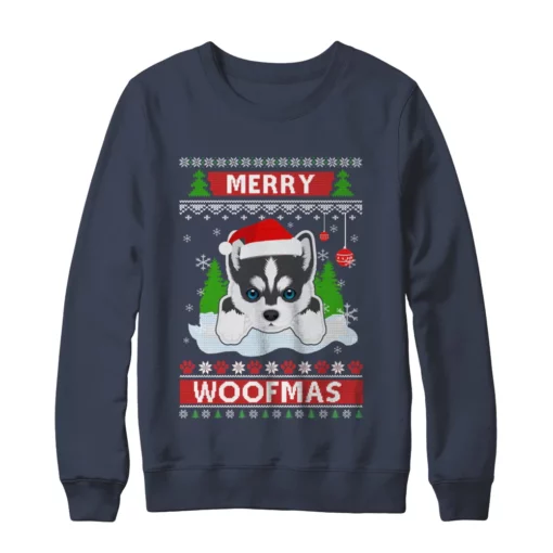2 151 Siberian husky merry woofmas Christmas sweatshirt