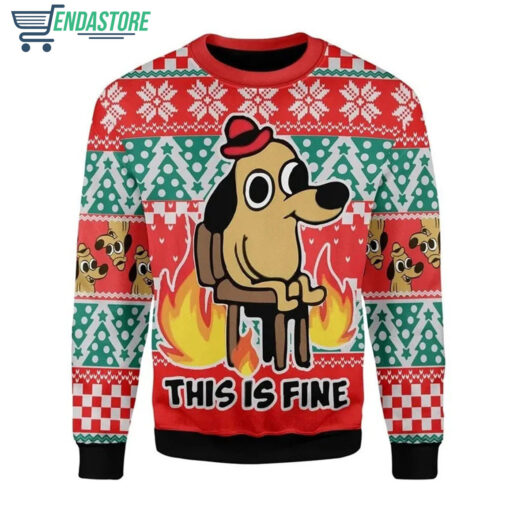 2 49 This is fine dog Christmas sweater