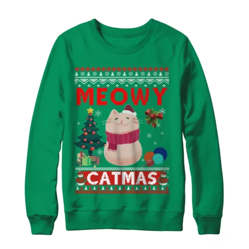 3 20 Meowy catmas ugly Christmas sweatshirt