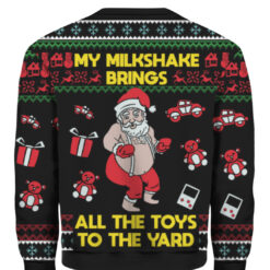 33cmrmm6lkttcttnb3r6eg42c2 APCS colorful back Santa My milkshake brings all the toys to the yard ugly Christmas sweater