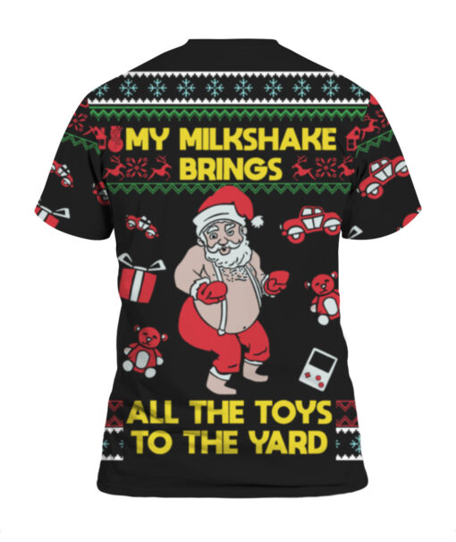 33cmrmm6lkttcttnb3r6eg42c2 APTS colorful back Santa My milkshake brings all the toys to the yard ugly Christmas sweater
