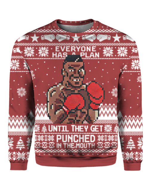 3ehclf7pidel60f1r02e74rvm6 APCS colorful front Mike Tyson everyone has a plan until Christmas sweater
