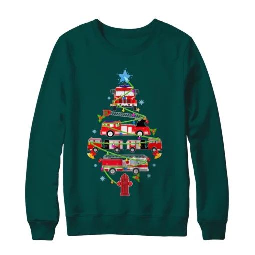 4 81 Firefighter truck Christmas tree Christmas sweater