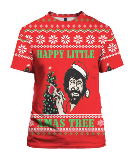 49inje7otcpmn4elbvu3le0f3p APTS colorful front Bob Ross happy little Xmas Tree Christmas sweater