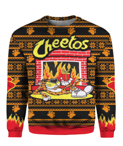 4hvclrk0im74c7sborot6ik0n1 APCS colorful front Cheetos Chester Cheetah Fireplace ugly Christmas sweater