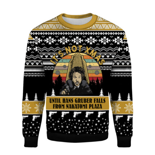 68b28365252a66058d26ada574177e76 AOPUSWT Colorful front It's not Xmas until Hans gruber falls from Nakatomi Christmas sweater