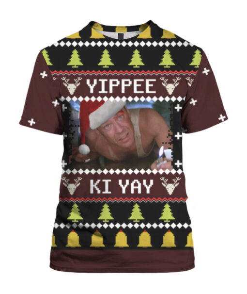 6bvm2d48516ictibbpg35tm200 APTS colorful front Yippee Ki Yay ugly Christmas sweater