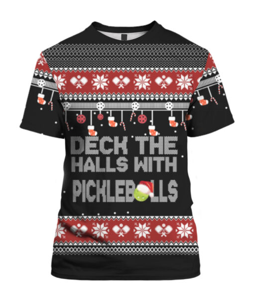 6cg31f2pgs0lju966eu2rd33kd APTS colorful front Deck the halls with Pickleballs Christmas sweater