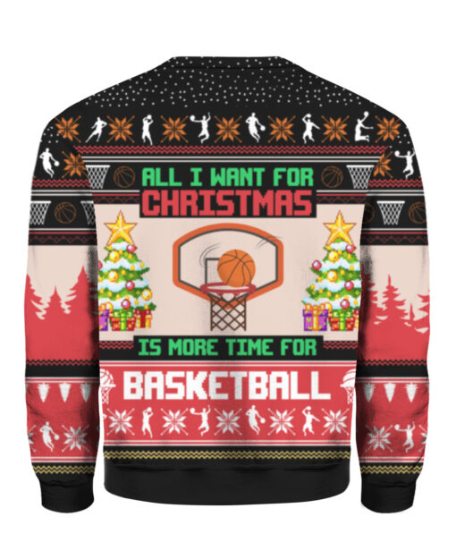 6f6pe9lbvl7vjpvnaei482et78 APCS colorful back All I want for Christmas is more time for basketball Christmas sweater