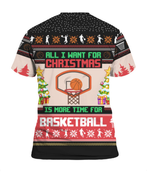 6f6pe9lbvl7vjpvnaei482et78 APTS colorful back All I want for Christmas is more time for basketball Christmas sweater