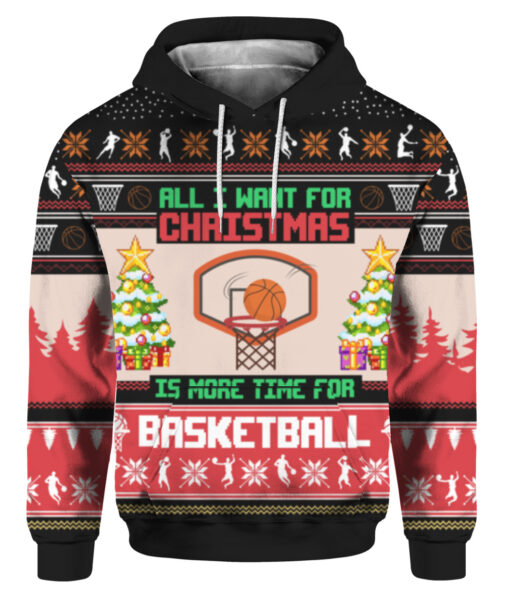 6f6pe9lbvl7vjpvnaei482et78 FPAHDP colorful front All I want for Christmas is more time for basketball Christmas sweater