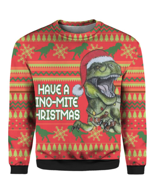 741a5ufaqomgjsvpeskhc6vjkh APCS colorful front Dinosaur have a dino mite Christmas sweater