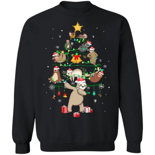a 15 Sloth Christmas tree lights Christmas sweater