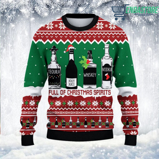 a 5 Full of Christmas spirit whiskey rum wine ugly Christmas sweater