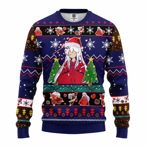 fontInuyashaChristmasmkup Inuyasha Anime ugly Christmas sweater