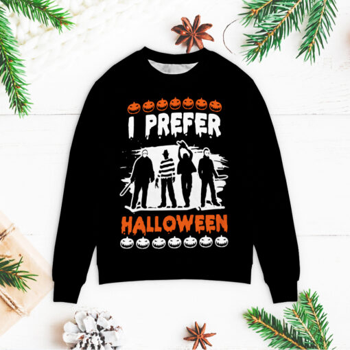 i prefer halloween christmas sweaterM I prefer halloween Christmas sweater