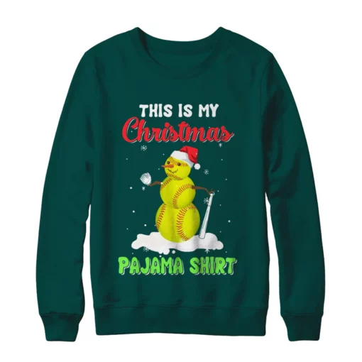 v 3 This is my christmas pajama xmas snowman softball Christmas sweater