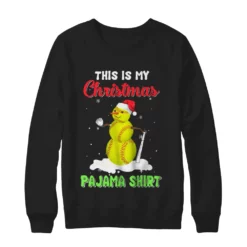 z 5 This is my christmas pajama xmas snowman softball Christmas sweatshirt
