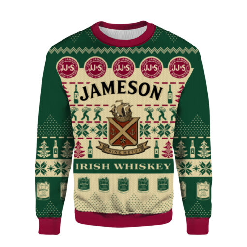 06fcff100354c351bb0a80a7e96a4a07 AOPUSWT Colorful front Jameson Irish Whiskey ugly Christmas sweater