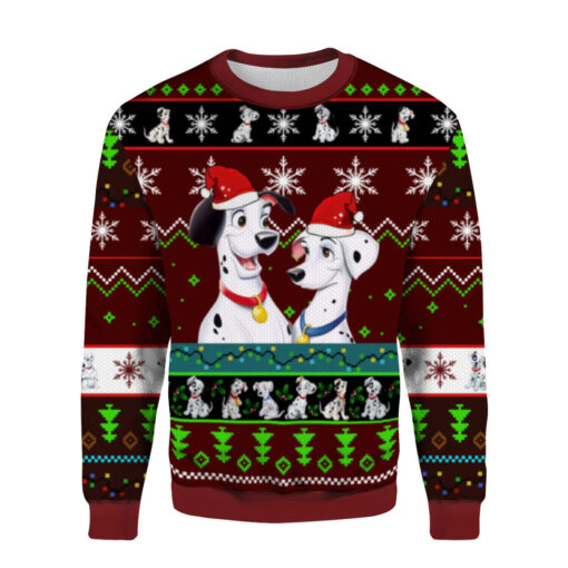 0b7d7aa2fcd7f783522a96e05c2fa1e4 AOPUSWT Colorful front 101 Dalmatians ugly Christmas sweater