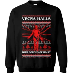 1 48 Vecna halls with boughs of holly Christmas sweatshirt