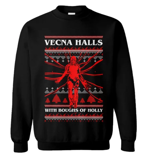 1 48 Vecna halls with boughs of holly Christmas sweatshirt