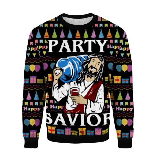 186e93291d193a9dc60d5ce6e50988f0 AOPUSWT Colorful front Jesus party savior Christmas sweater