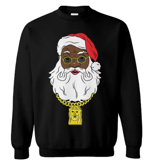 2 37 Black Santa Christmas sweater