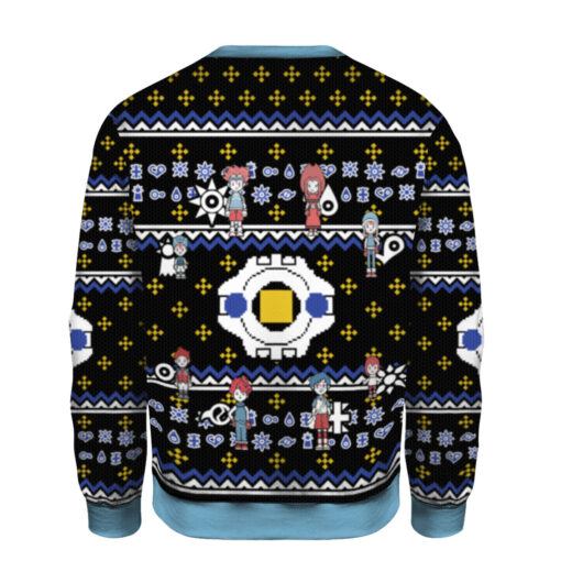 2386ff99a75c27ba762aedb32d79b8e8 AOPUSWT Colorful back Digimon Characters Christmas sweater