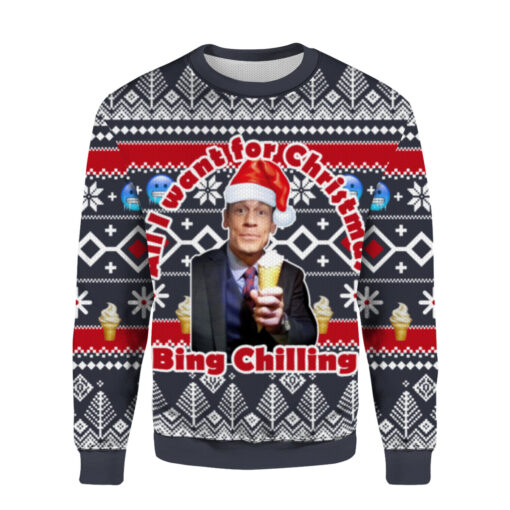 2507d0f1245eee4618895ab702604cfc AOPUSWT Colorful front John Cena all i want for Christmas is bing chilling Christmas sweater