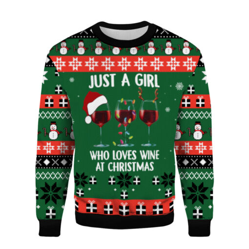 43c6e6b2c4a140294cf5d8269e9726c2 AOPUSWT Colorful front Wine Xmas just a girl who loves wine at Christmas Sweater