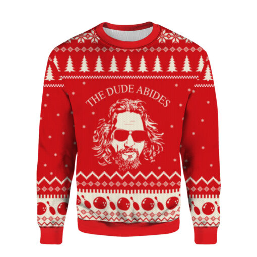 4490c042962fb76bd840c9899b1b031c AOPUSWT Colorful front Big Lebowski the Dude Abides ugly Christmas sweater