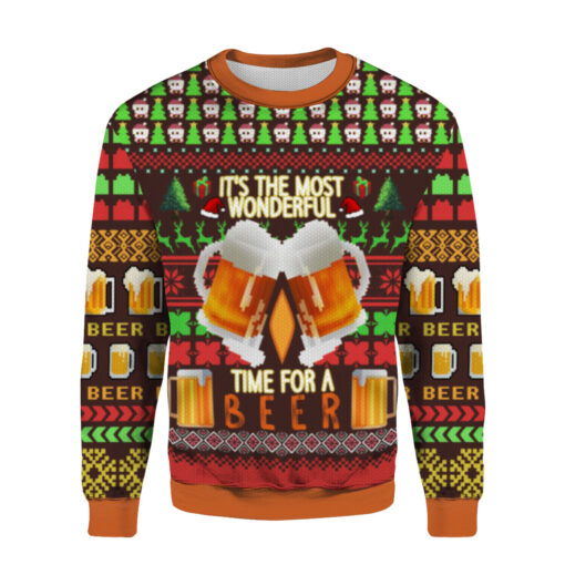 49d59cf20c8f3ceb708bd705dd8d684c AOPUSWT Colorful front It's the most wonderful time for a beer Ugly Christmas sweater