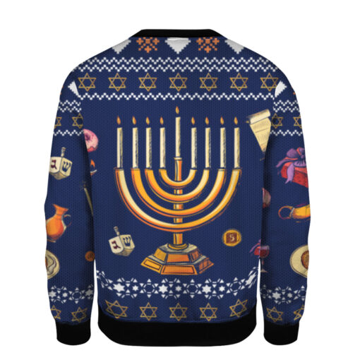63cd88ead89827c1ced4f230a4e44bf4 AOPUSWT Colorful back Jewish hanukkah Christmas sweater
