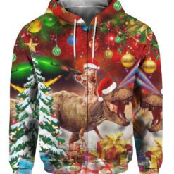 75ml50sevqfal72alb4hkc7uqt FPAZHP colorful front Cat Riding T rex Christmas gift sweater