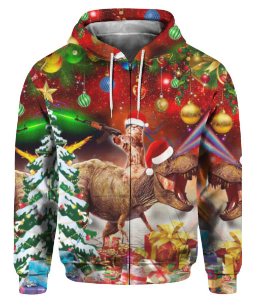 75ml50sevqfal72alb4hkc7uqt FPAZHP colorful front Cat Riding T rex Christmas gift sweater