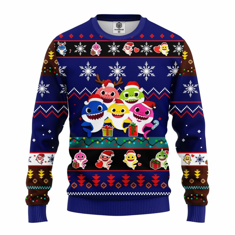 SweaterFrontBabySharkmkup Best 5 Shark Christmas sweater ideas for 2022