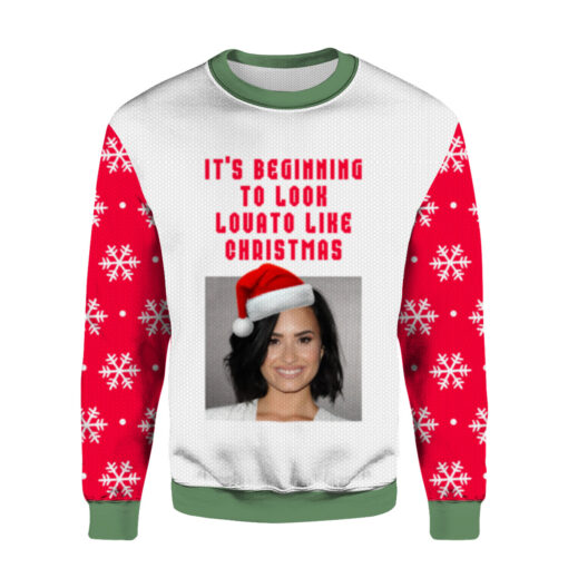 a6c2024e4d4875256fbfe855c13f4075 AOPUSWT Colorful front It's beginning to look lovato like Christmas sweater