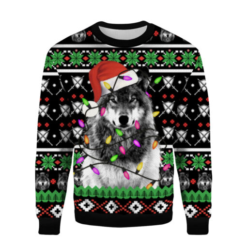 b4ee48bb0175bcd866d71116b39d08b8 AOPUSWT Colorful front Wolf Santa ugly Christmas sweater