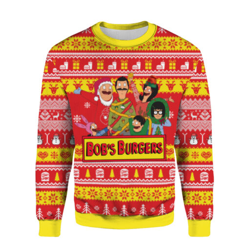 d70bc6108d635db99d32828424808e3c AOPUSWT Colorful front Bobs Burgers family Christmas sweater