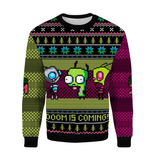 ece051372f98f46e2397d9be9d024ec4 AOPUSWT Colorful front Invader zim ugly Christmas sweater