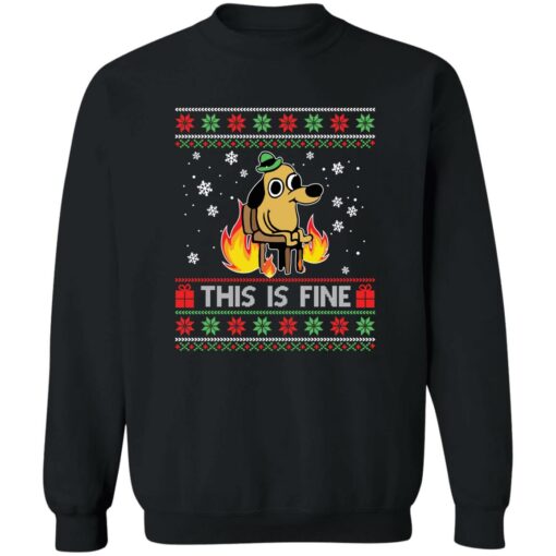 redirect12082022231245 This is fine dog meme Christmas sweater