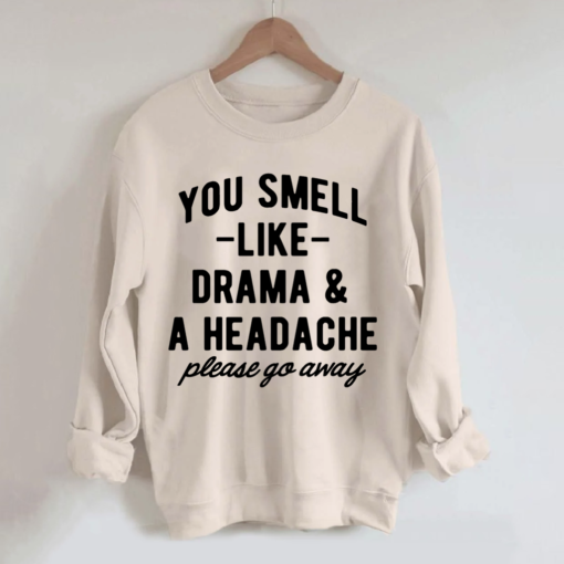 010111 You smell like drama and a headache please go away sweatshirt