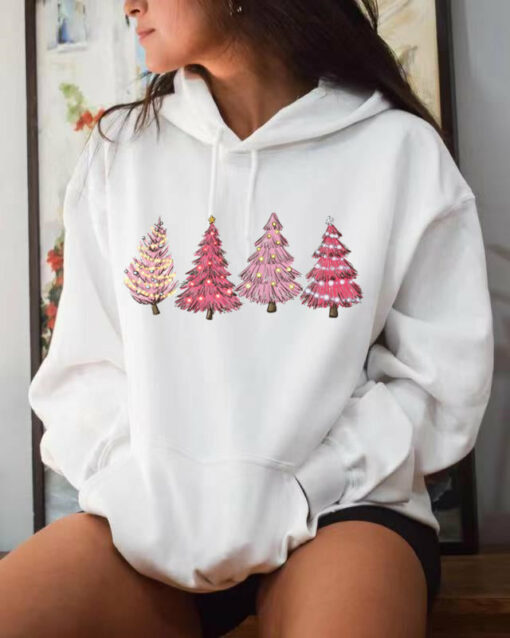 1128D Pink Christmas tree hoodie