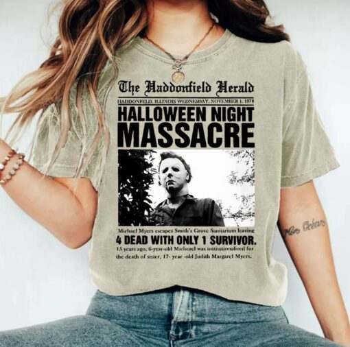 22b604ffb43940fdbbf026219fac0ac1 Michael Myers Halloween night massacre shirt