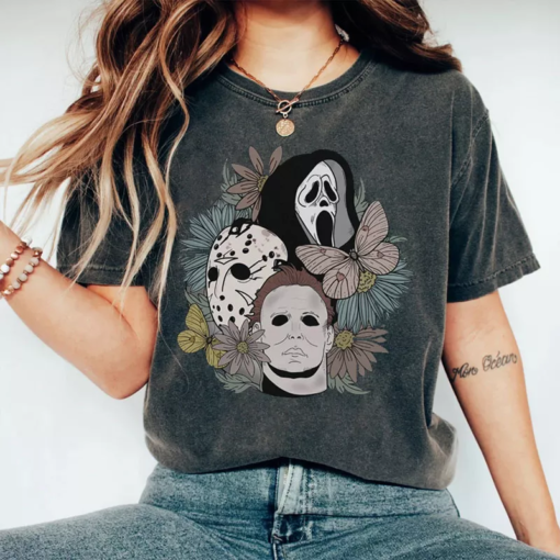 5535e18614e94f99ad4253124a287a3d Scream Jason Michael Myers horror movie floral shirt